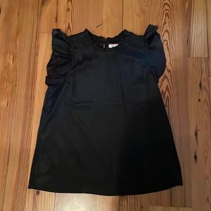 Black, shiny sleeveless blouse. Size Large